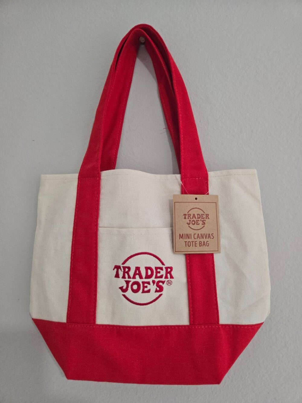 Trader Joe's Red Mini Canvas Tote Bag - Picture 4 of 5